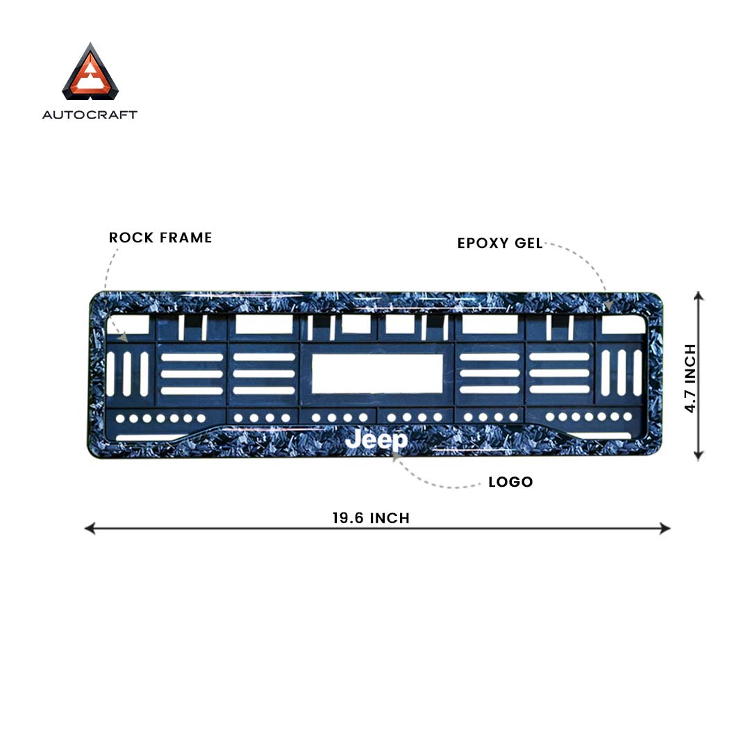 Car Number Plate Gel Frame - Jeep - Forged Carbon HSRP number plate gel frame view 2
