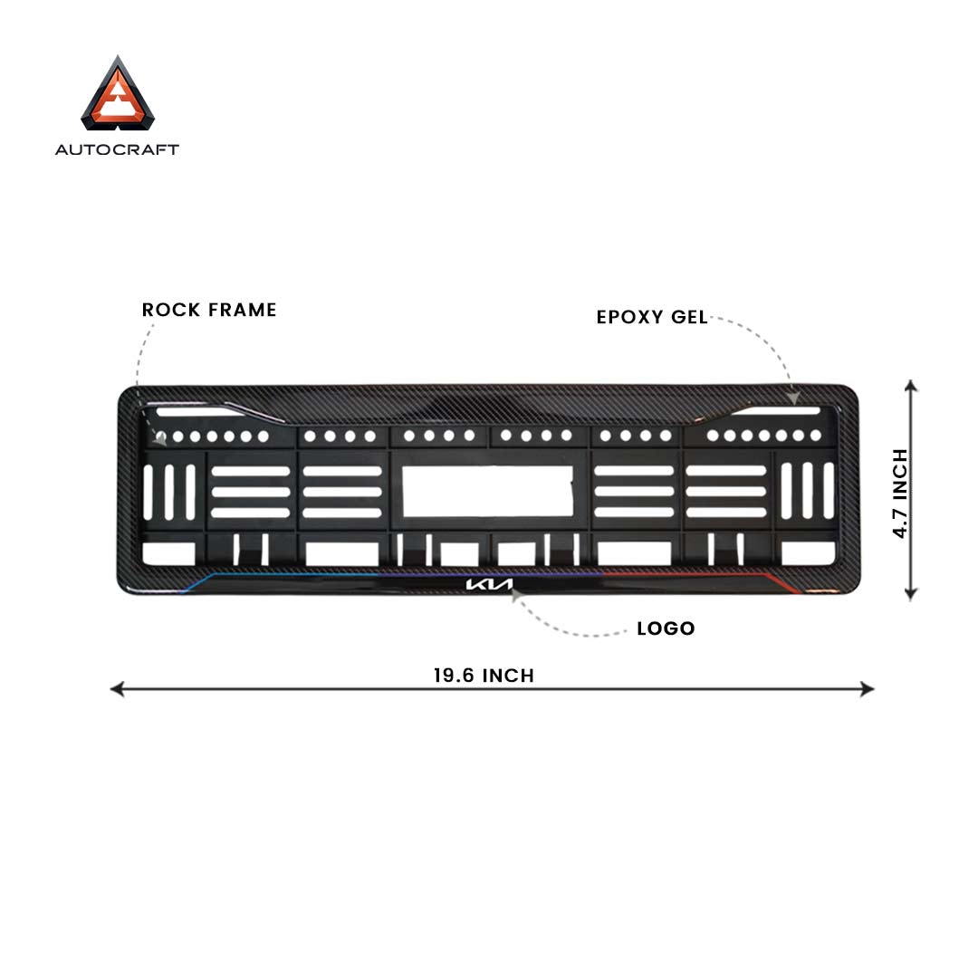 Car Number Plate Gel Frame - KIA - Blue and Red Line HSRP number plate gel frame view 2