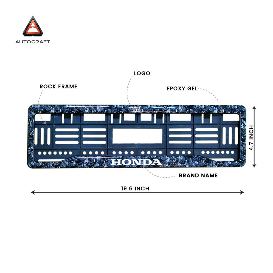 Car Number Plate Gel Frame - Honda - Forged Carbon HSRP number plate gel frame view 2