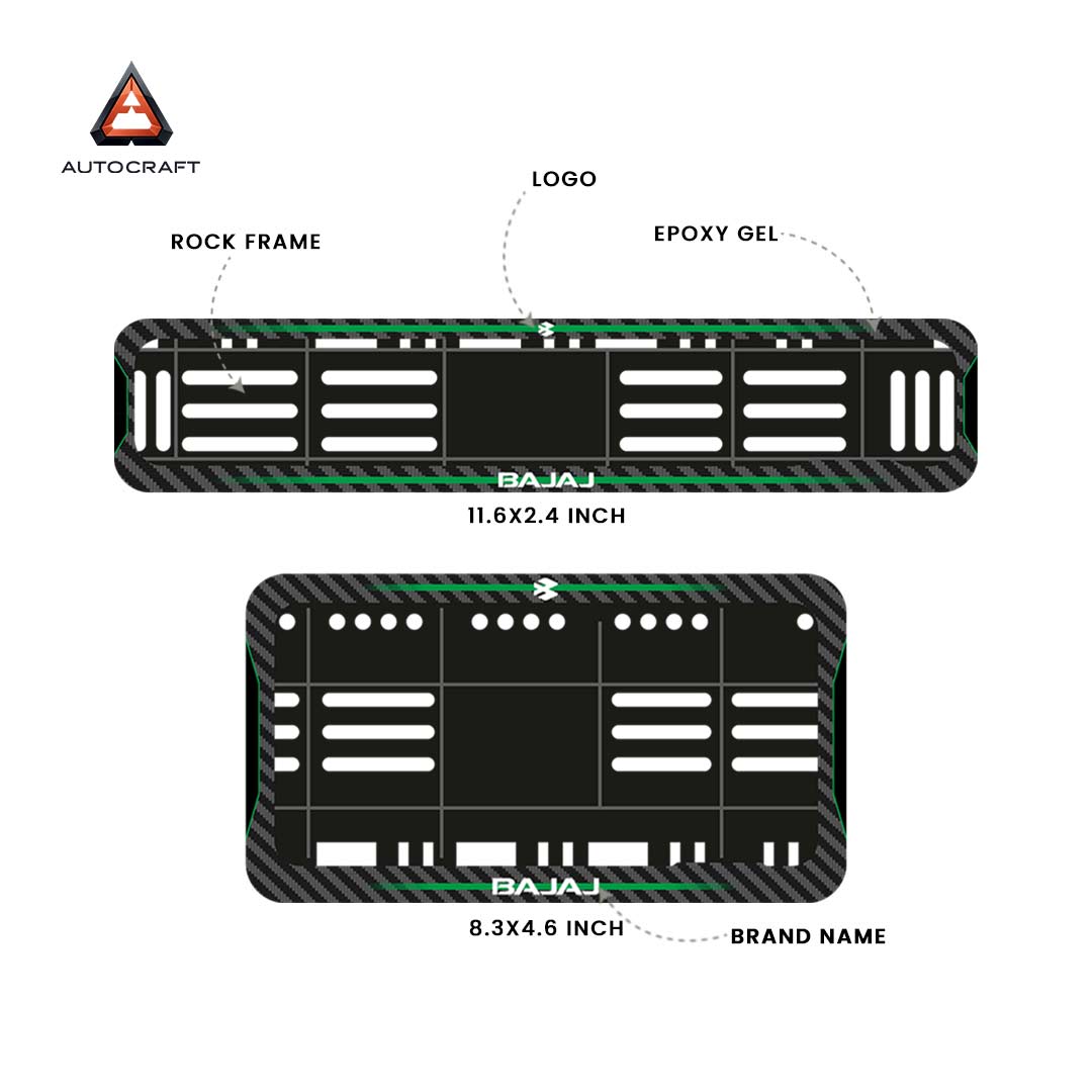 Bike Number Plate Gel Frame - Bajaj - Green Line