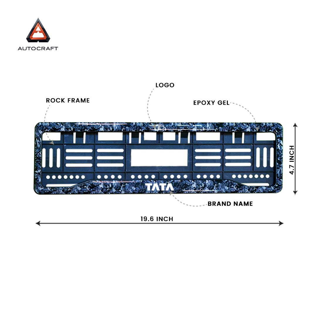 Car Number Plate Gel Frame - TATA - Forged Carbon