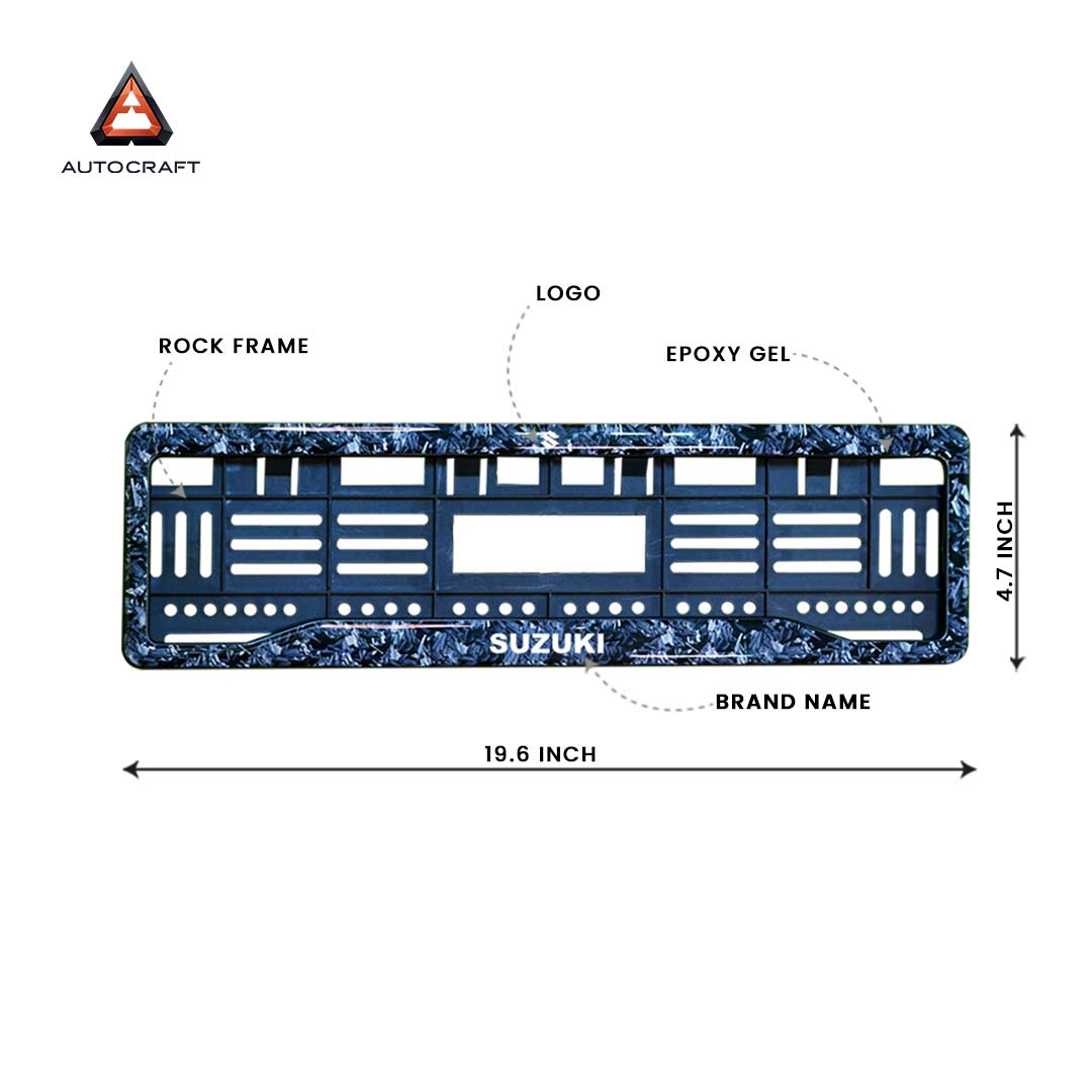 Car Number Plate Gel Frame - Suzuki - Forged Carbon HSRP number plate gel frame view 3