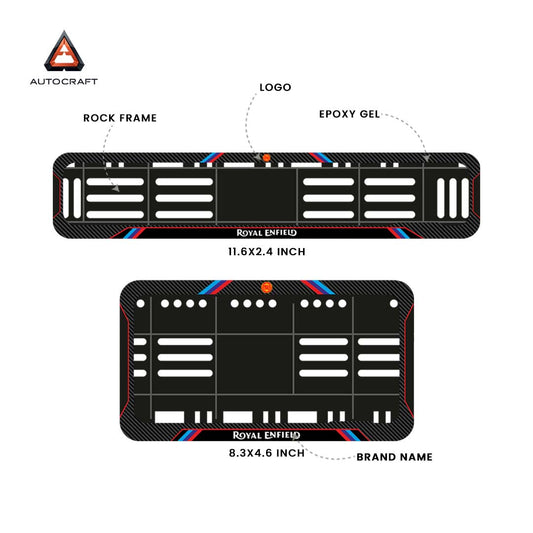 Bike Number Plate Gel Frame - Royal Enfield - Red & Blue Lines