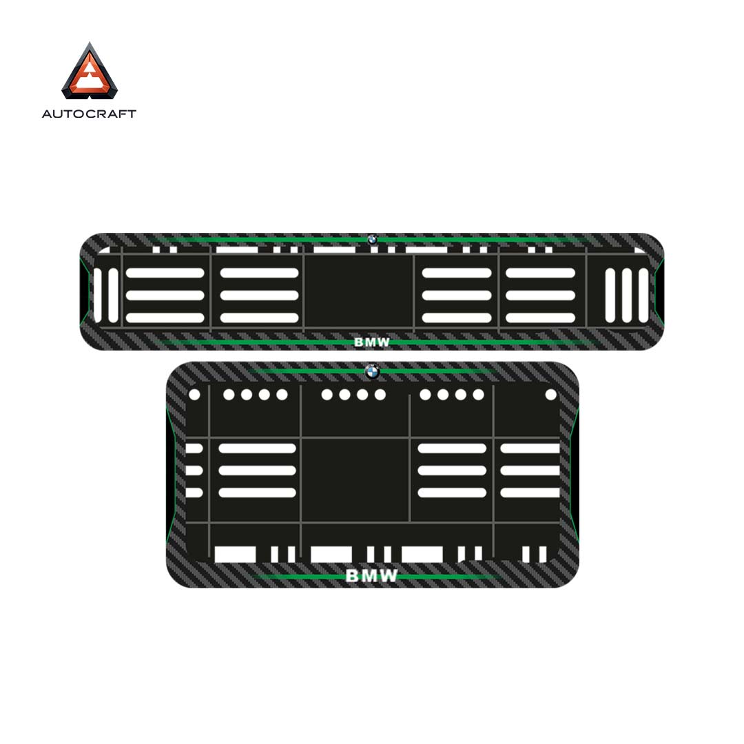 Bike Number Plate Gel Frame - BMW - Green Line (Front and Back Set)
