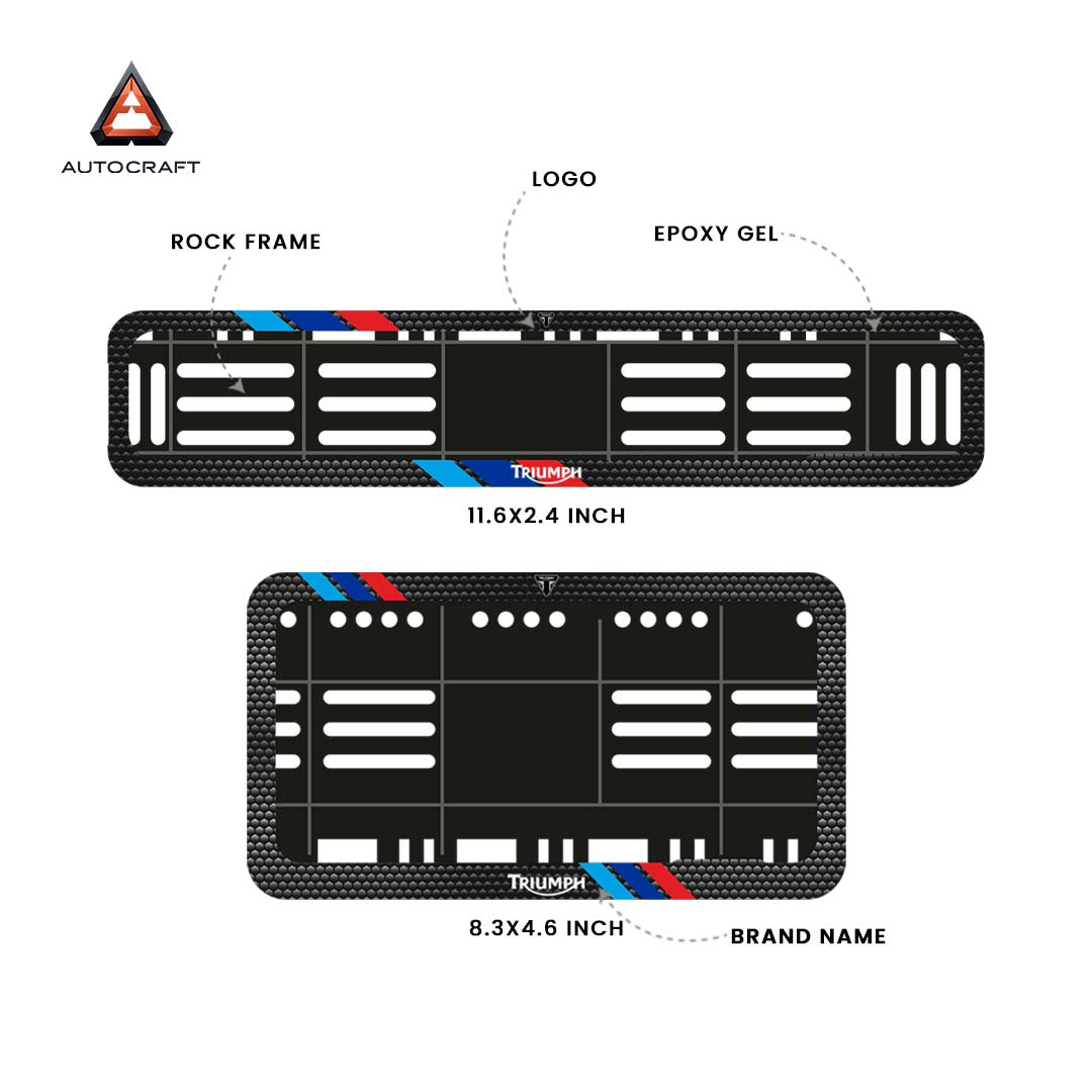 Bike Number Plate Gel Frame - Triumph - Red & Blue Racing Stripes (Front and Back Set)