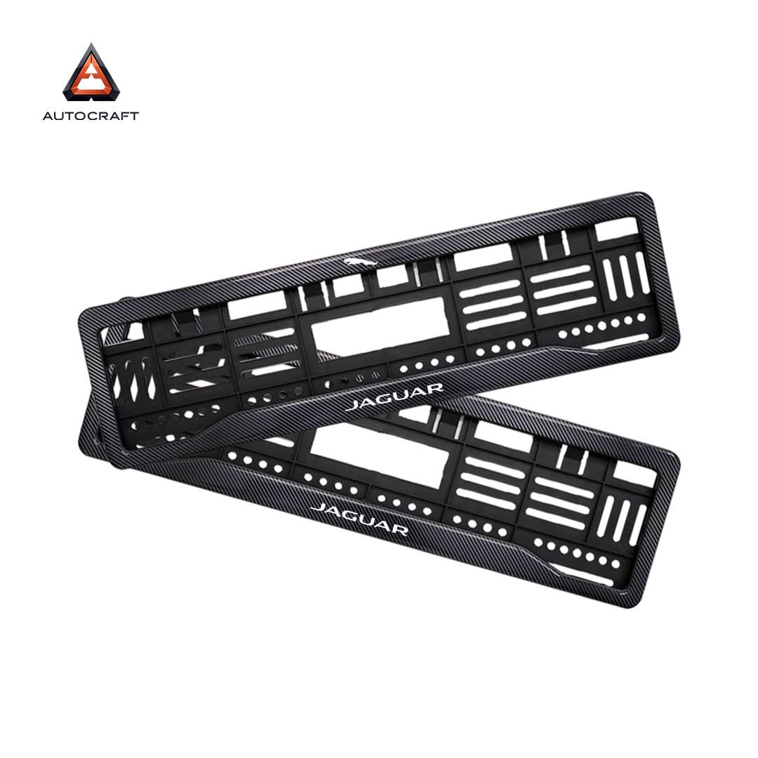 Car Number Plate Gel Frame - Jaguar Logo - Black Plain