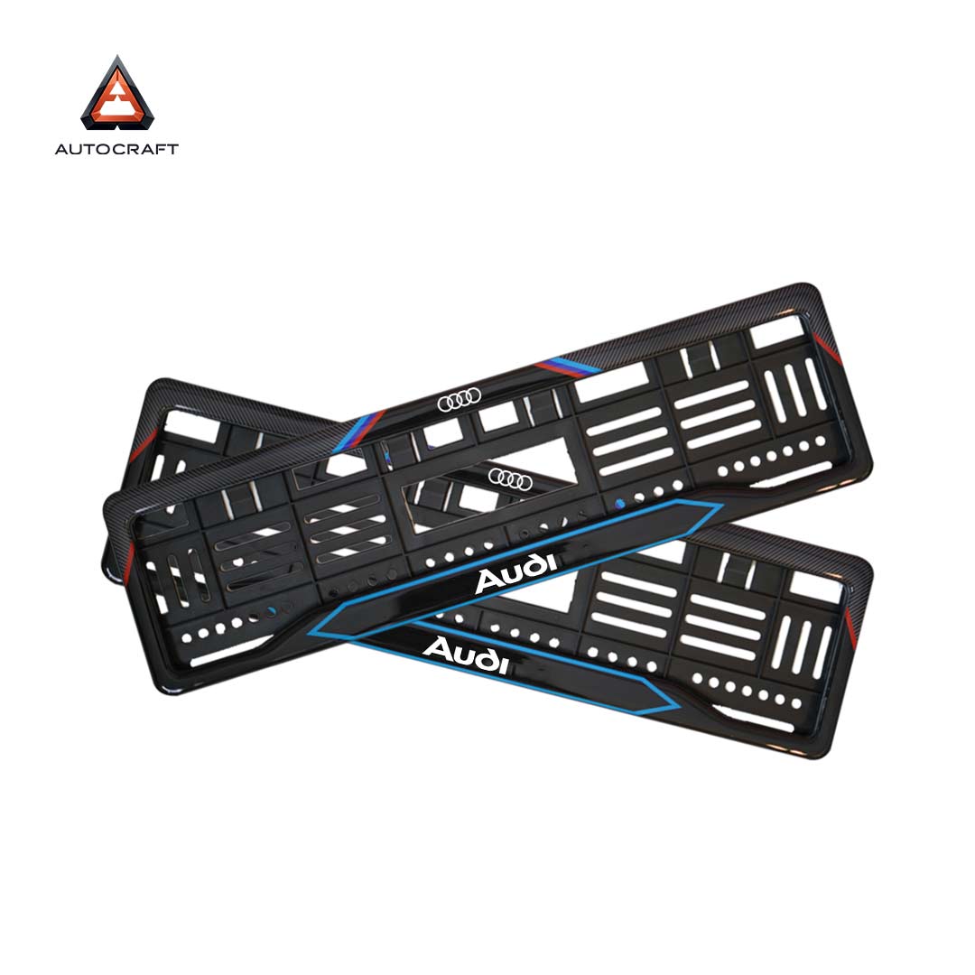 Car Number Plate Gel Frame - Audi - Red and Blue HSRP number plate gel frame view 1