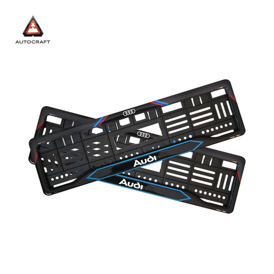 Car Number Plate Gel Frame - Audi - Red and Blue
