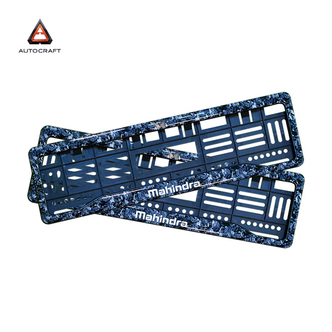 Car Number Plate Gel Frame - Mahindra - Forged Carbon HSRP number plate gel frame view 1