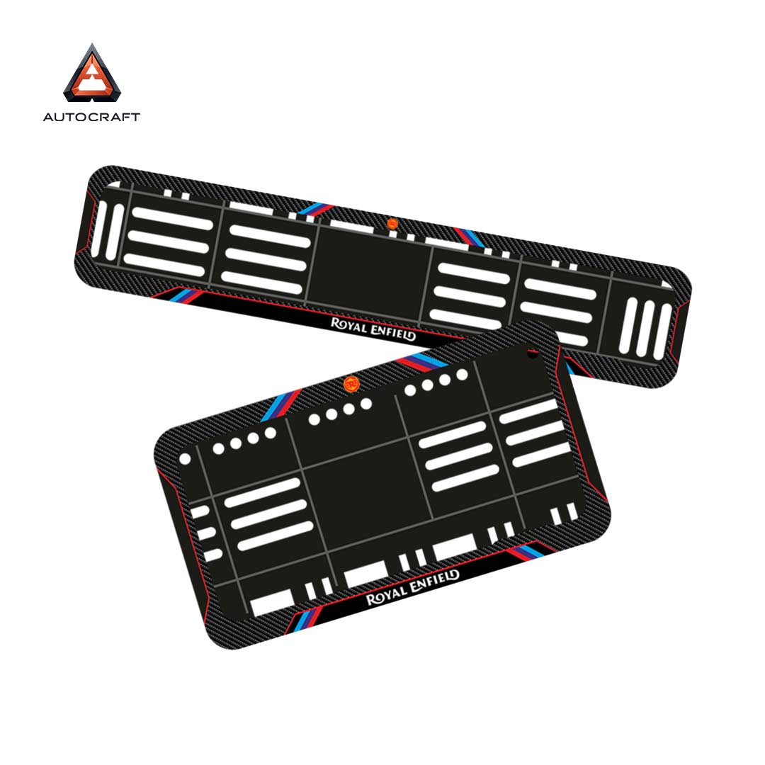 Bike Number Plate Gel Frame - Royal Enfield - Red & Blue Lines