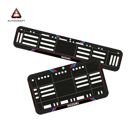 Bike Number Plate Gel Frame - Suzuki - Red & Blue Lines (Front and Back Set)