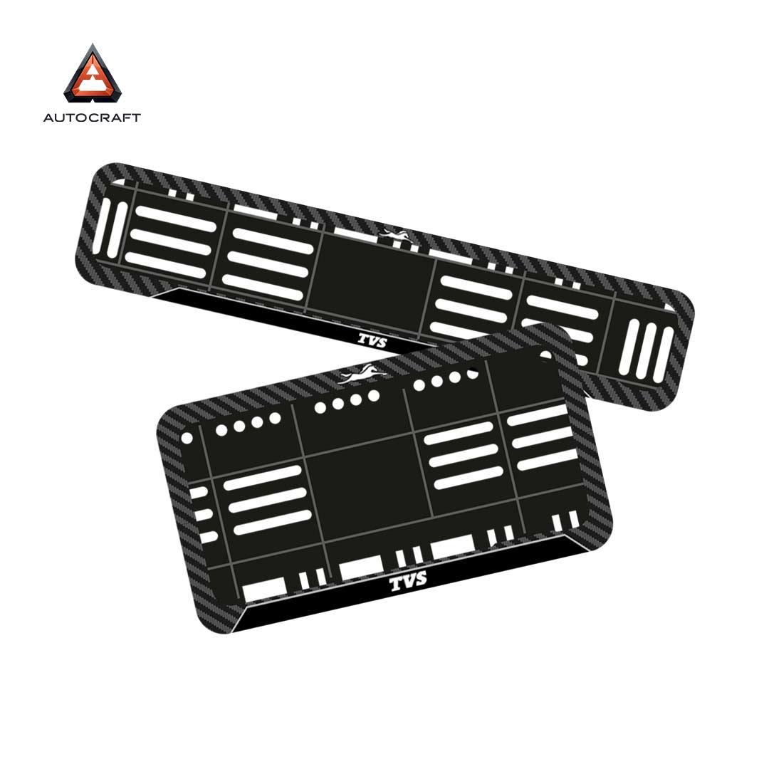 Bike Number Plate Gel Frame - TVS - Black Pattern (Front and Back Set)