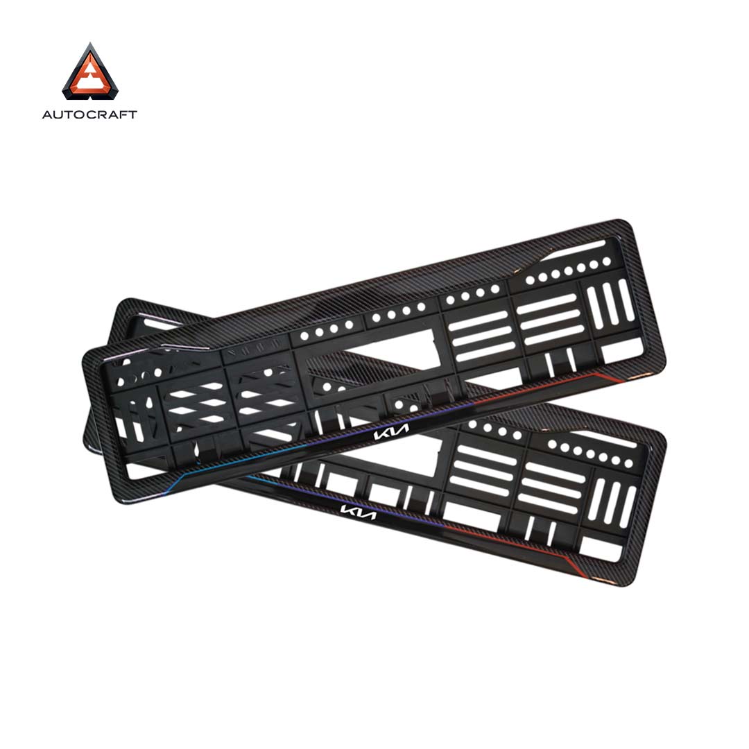 Car Number Plate Gel Frame - KIA - Blue and Red Line HSRP number plate gel frame view 1