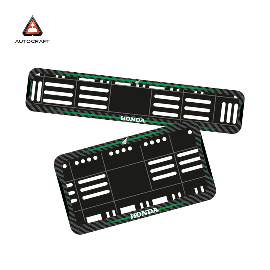 Bike Number Plate Gel Frame - Honda - Green Line (Front and Back Set)