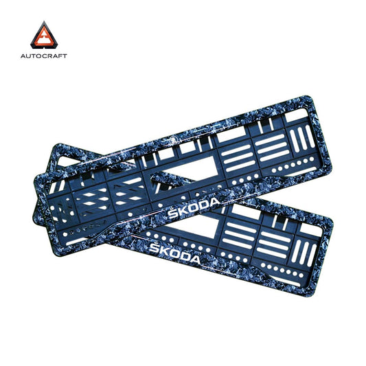 Car Number Plate Gel Frame - Skoda - Forged Carbon