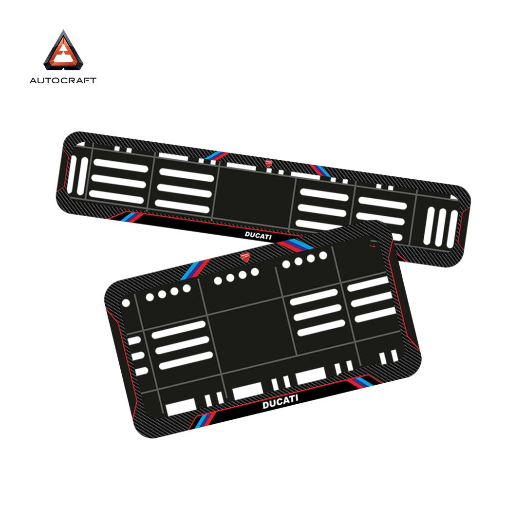 Bike Number Plate Gel Frame - Ducati - Red & Blue Lines (Front and Back Set)