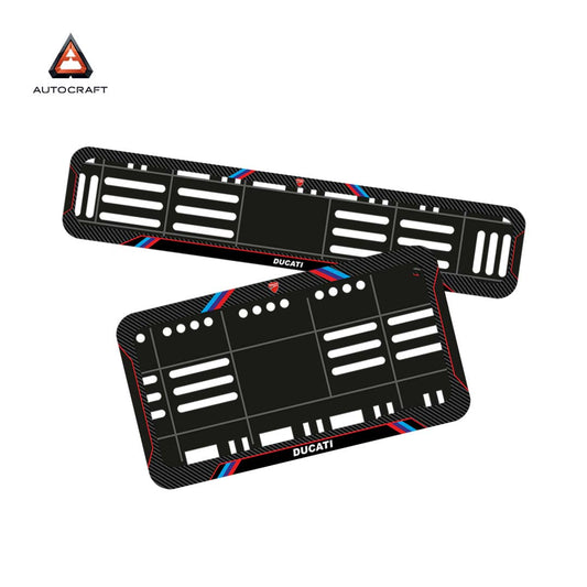 Bike Number Plate Gel Frame - Ducati - Red & Blue Lines (Front and Back Set)