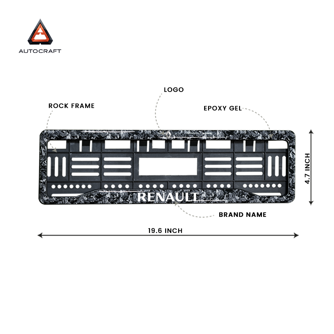 Car Number Plate Gel Frame - Renault - Forged Carbon HSRP number plate gel frame view 2