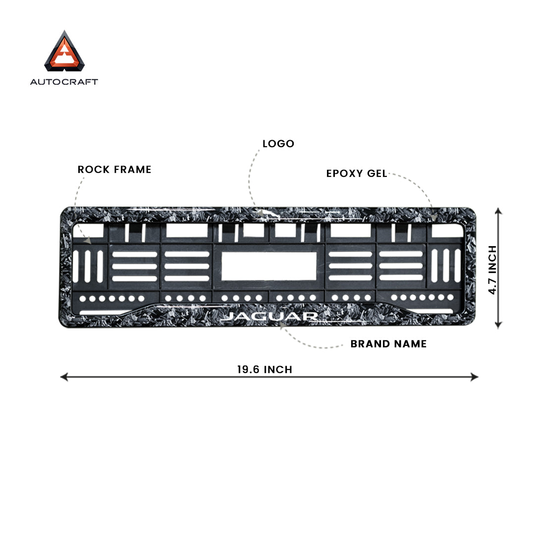 Car Number Plate Gel Frame - Jaguar - Forged Carbon HSRP number plate gel frame view 2