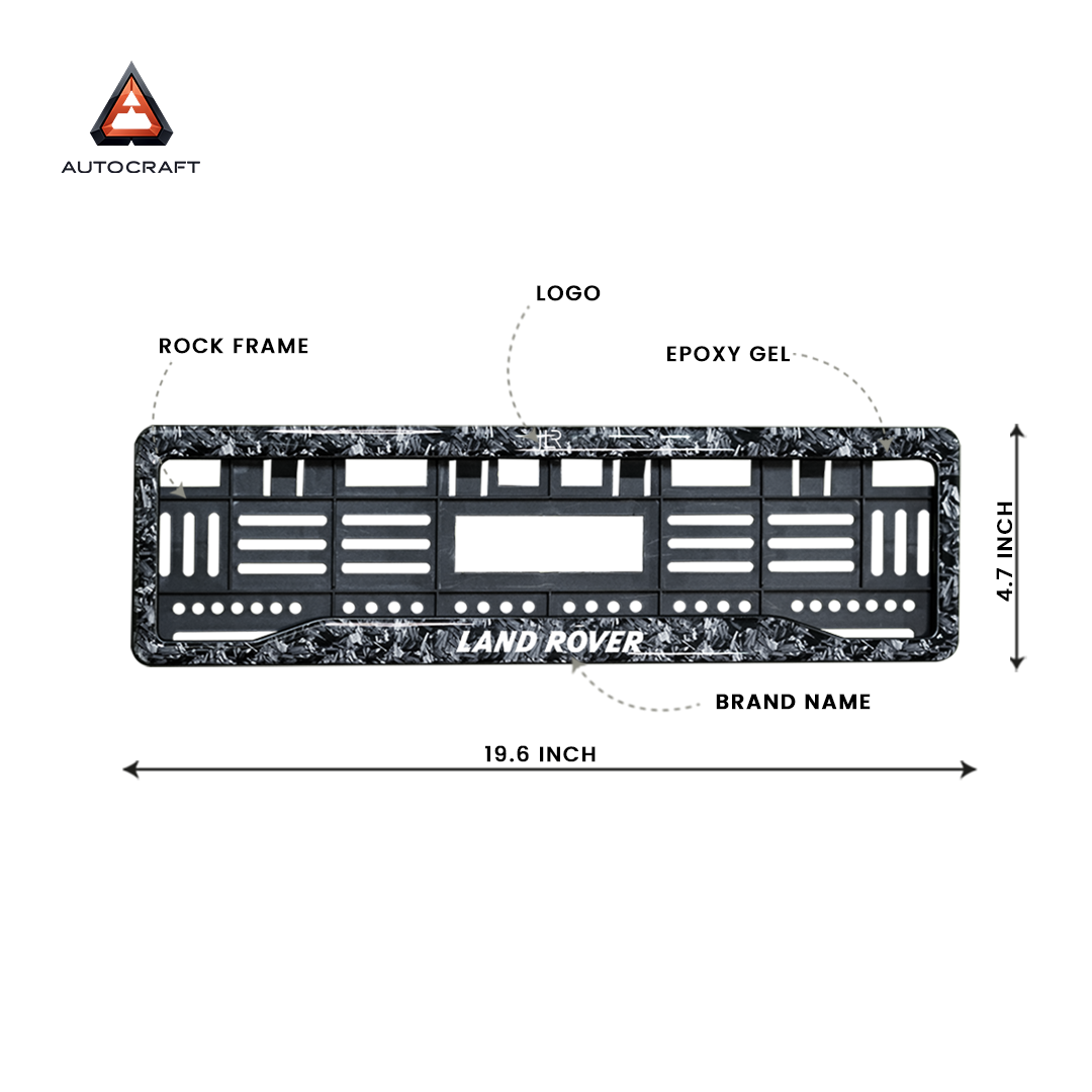 Car Number Plate Gel Frame - Land Rover - Forged Carbon HSRP number plate gel frame view 2