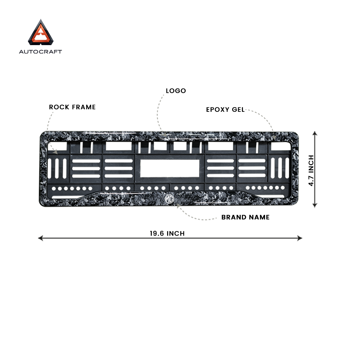 Car Number Plate Gel Frame - MG -Forged Carbon HSRP number plate gel frame view 2