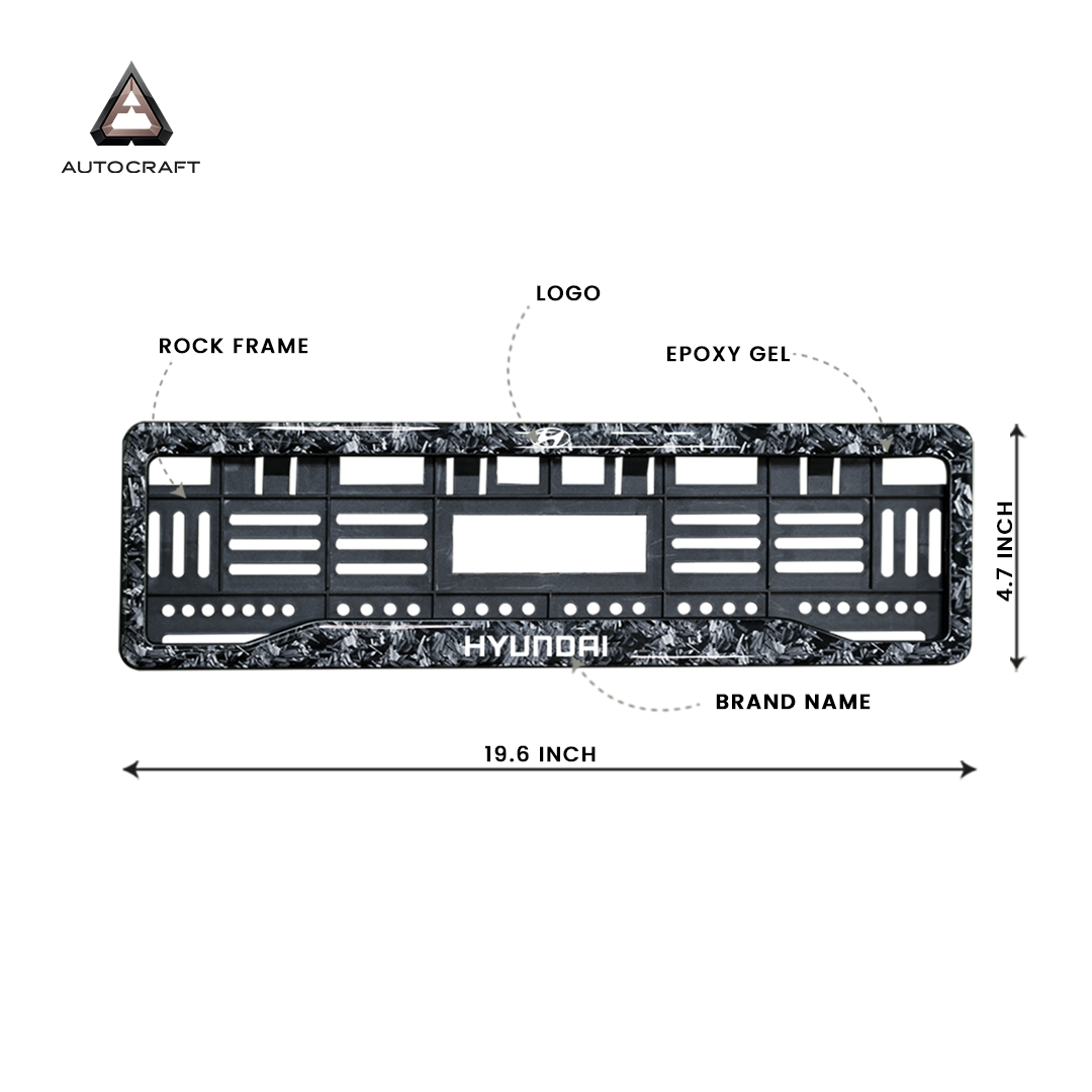 Car Number Plate Gel Frame - Hyundai - Forged Carbon HSRP number plate gel frame view 2