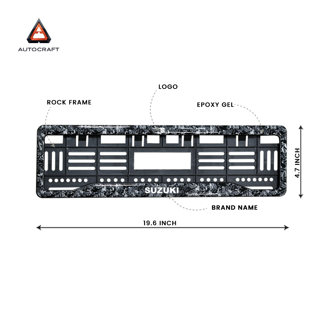 Car Number Plate Gel Frame - Suzuki - Forged Carbon HSRP number plate gel frame view 2