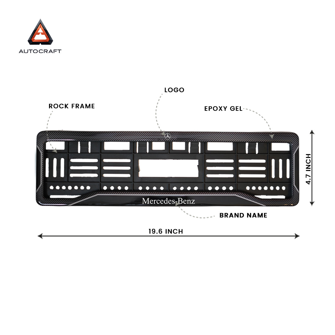Car Number Plate Gel Frame - Benz - Black Dash
