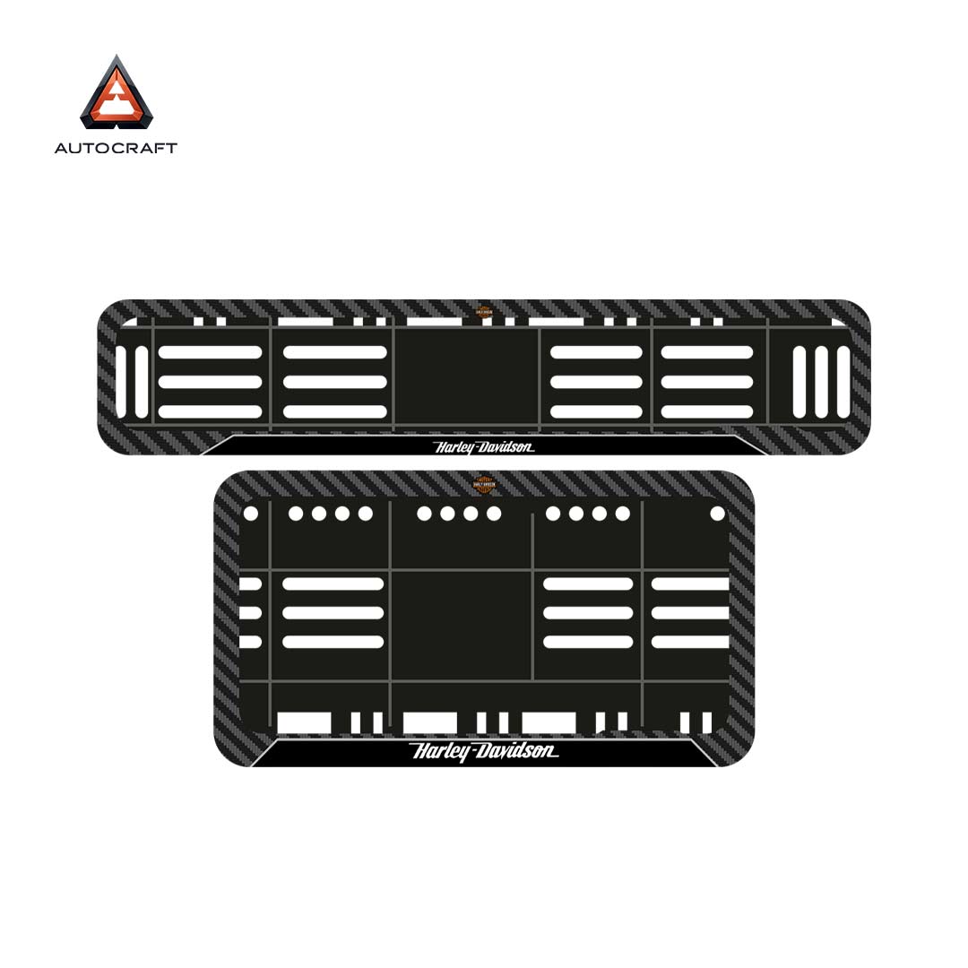 Bike Number Plate Gel Frame - Harley Davidson - Black Pattern (Front and Back Set)