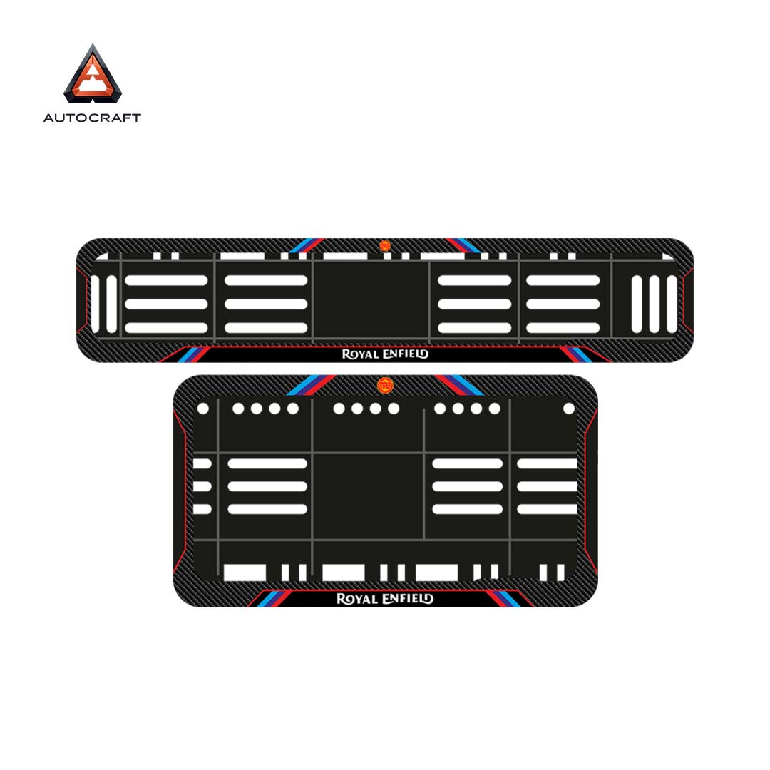 Bike Number Plate Gel Frame - Royal Enfield - Red & Blue Lines