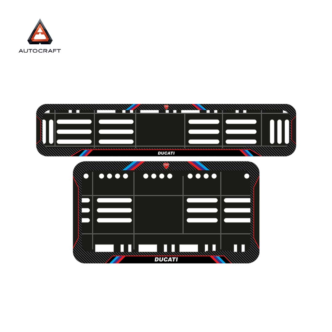 Bike Number Plate Gel Frame - Ducati - Red & Blue Lines (Front and Back Set)