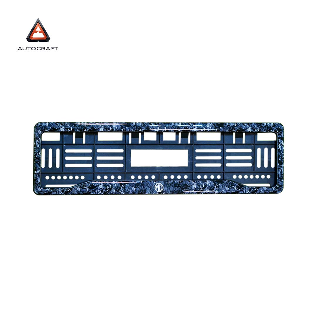 Car Number Plate Gel Frame - MG -Forged Carbon HSRP number plate gel frame view 3