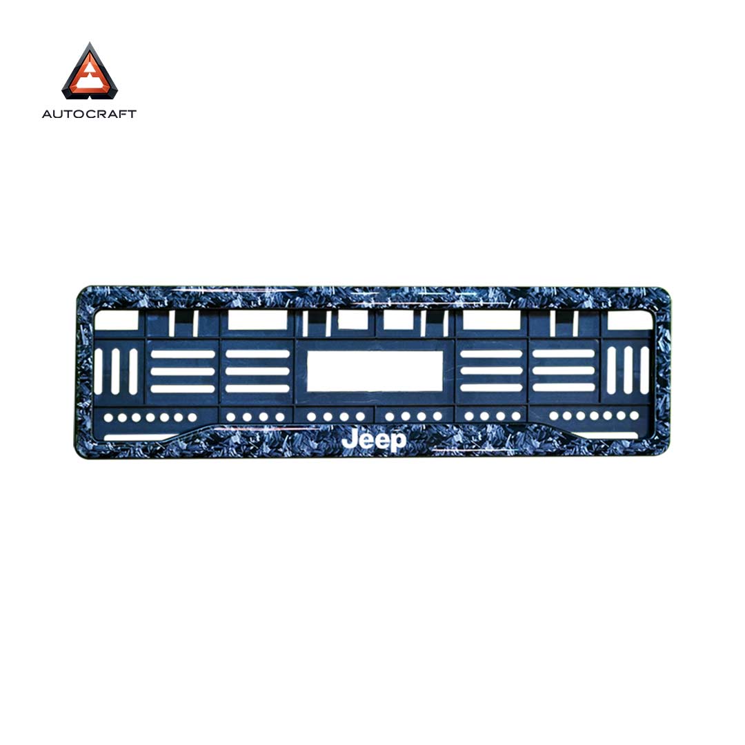 Car Number Plate Gel Frame - Jeep - Forged Carbon HSRP number plate gel frame view 3
