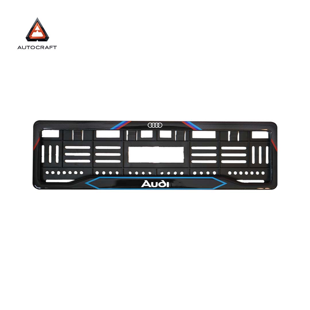 Car Number Plate Gel Frame - Audi - Red and Blue HSRP number plate gel frame view 3