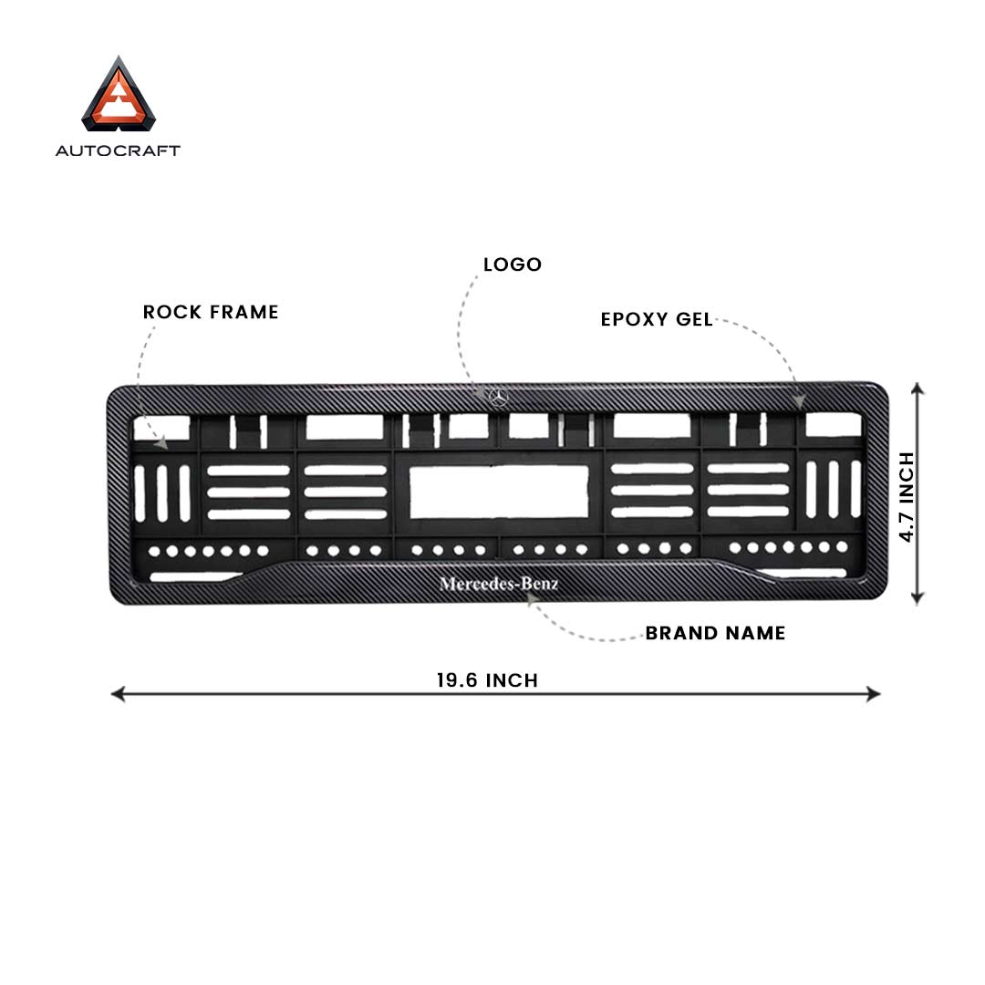 Car Number Plate Gel Frame - Benz - Black Plain