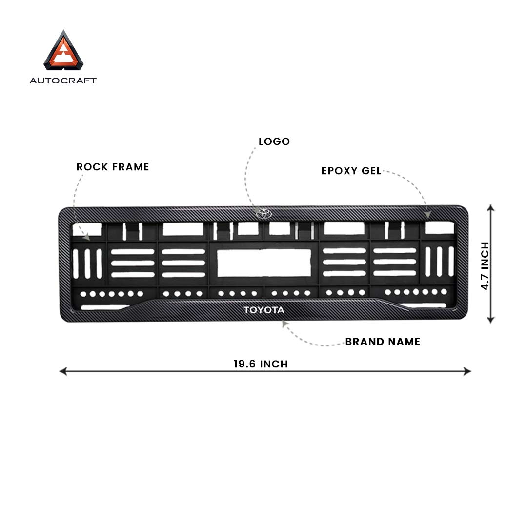 Car Number Plate Gel Frame - Toyota - Black Plain HSRP number plate gel frame view 2
