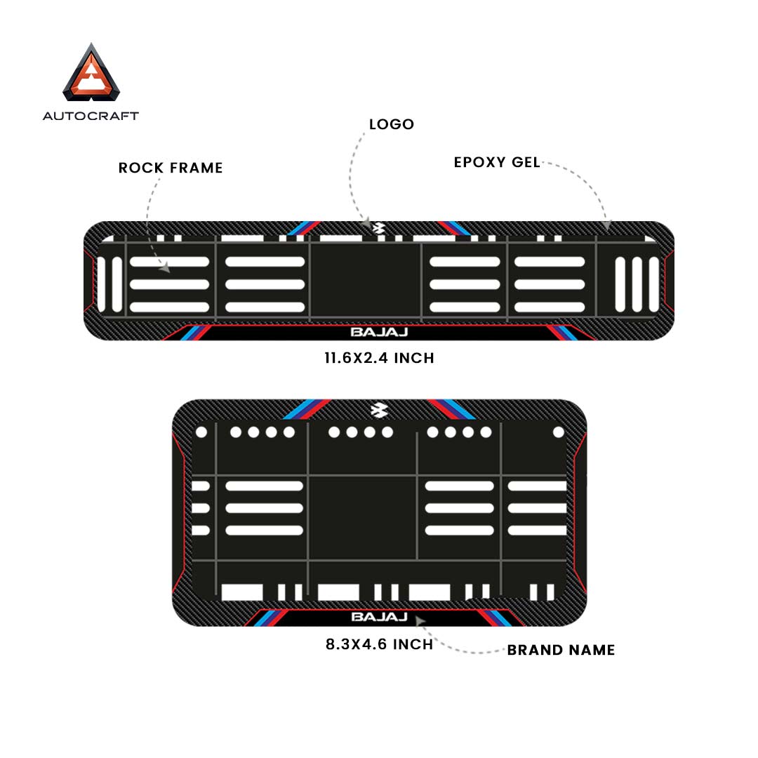 Bike Number Plate Gel Frame - Bajaj - Red & Blue Lines