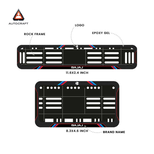 Bike Number Plate Gel Frame - Bajaj - Red & Blue Lines