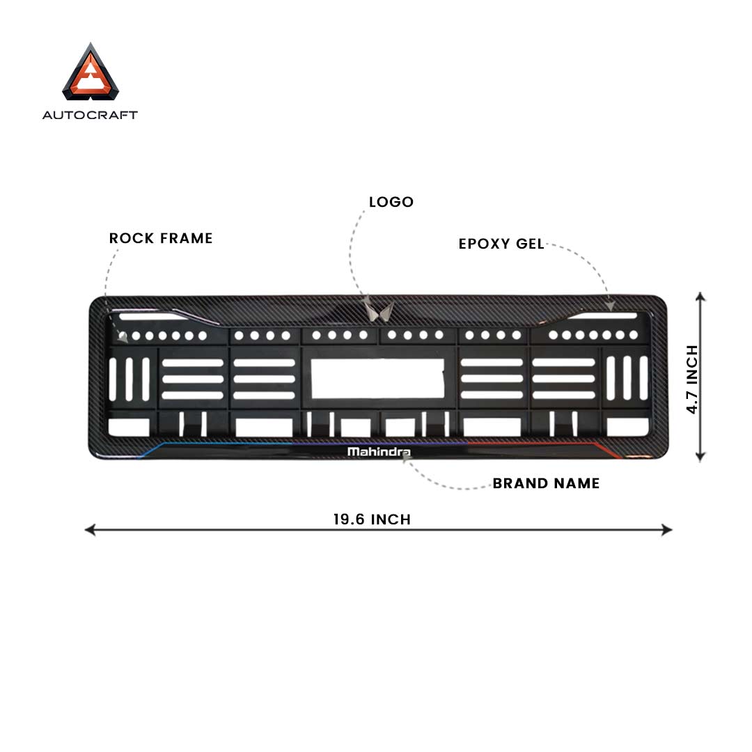 Car Number Plate Gel Frame - Mahindra - Blue and Red Line