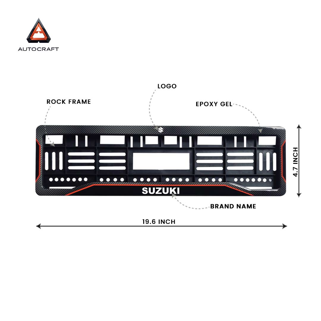 Car Number Plate Gel Frame - Suzuki - Red Line