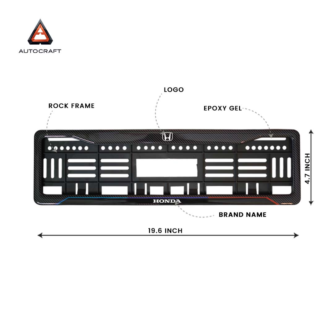 Car Number Plate Gel Frame - Honda - Blue and Red Line HSRP number plate gel frame view 2