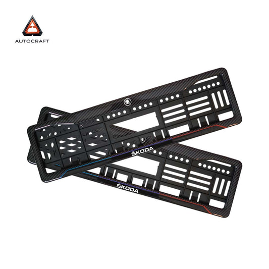 Car Number Plate Gel Frame - Skoda - Blue and Red Line