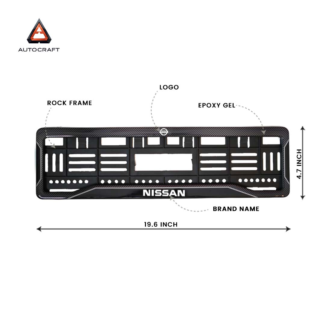 Car Number Plate Gel Frame - Nissan - Black Dash