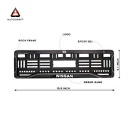 Car Number Plate Gel Frame - Nissan - Black Dash