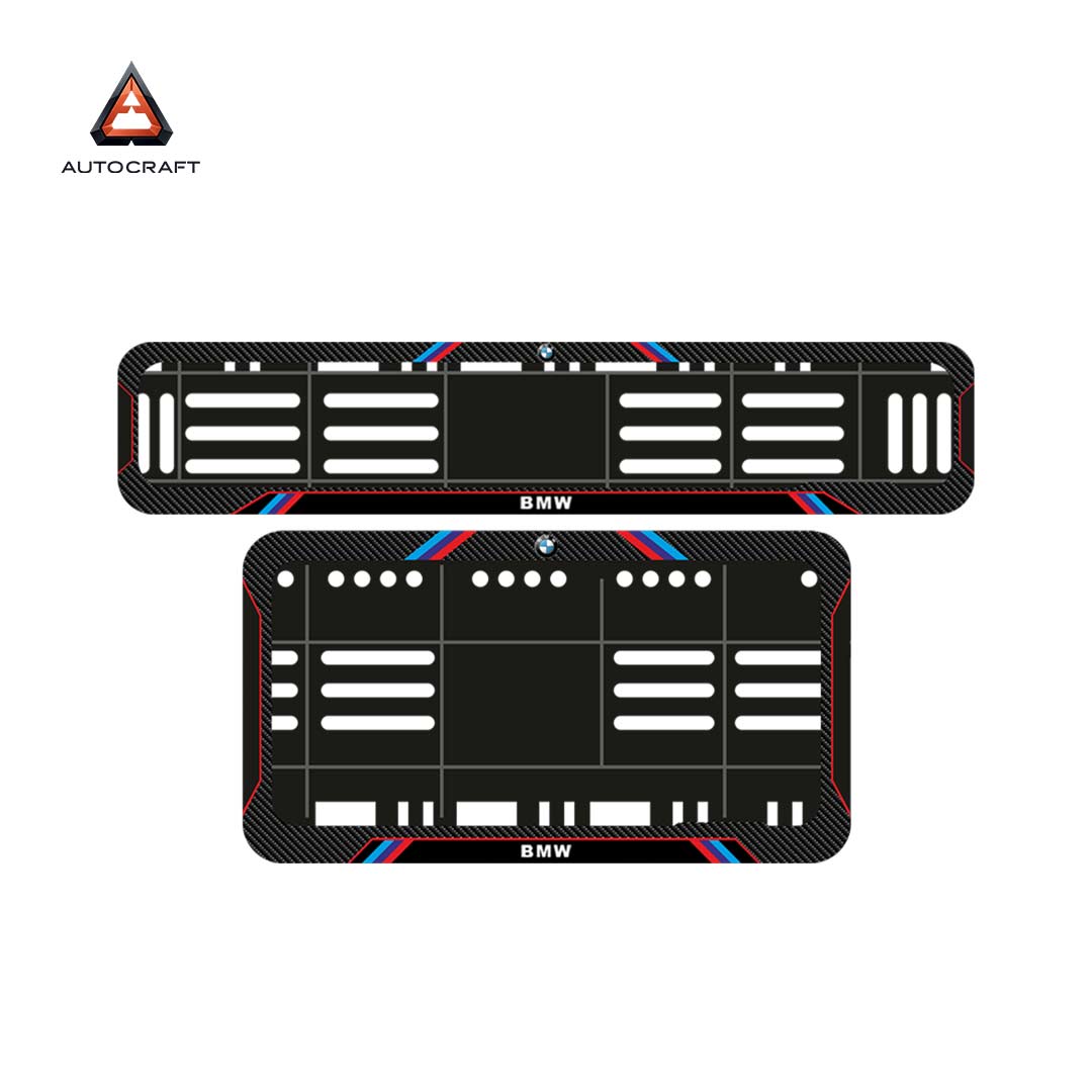 Bike Number Plate Gel Frame - BMW - Red & Blue Lines (Front and Back Set)