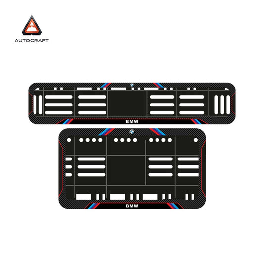 Bike Number Plate Gel Frame - BMW - Red & Blue Lines (Front and Back Set)