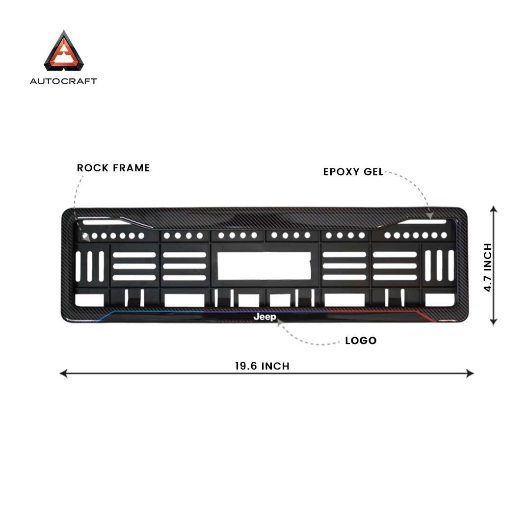 Car Number Plate Gel Frame - Jeep - Blue and Red Line HSRP number plate gel frame view 2