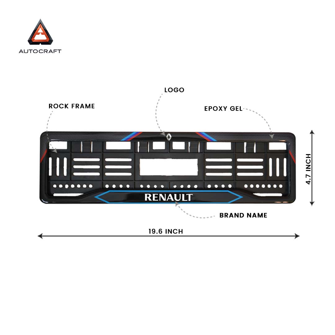 Car Number Plate Gel Frame - Renault -  Red and Blue