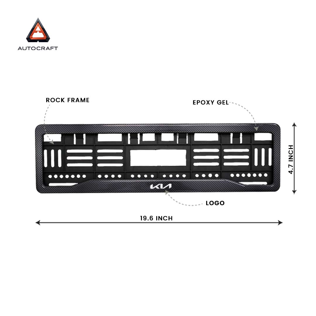 Car Number Plate Gel Frame - KIA - Black Plain