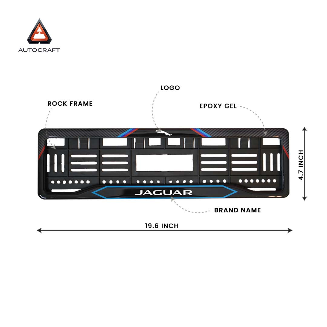 Car Number Plate Gel Frame - Jaguar Logo - Red and Blue Line